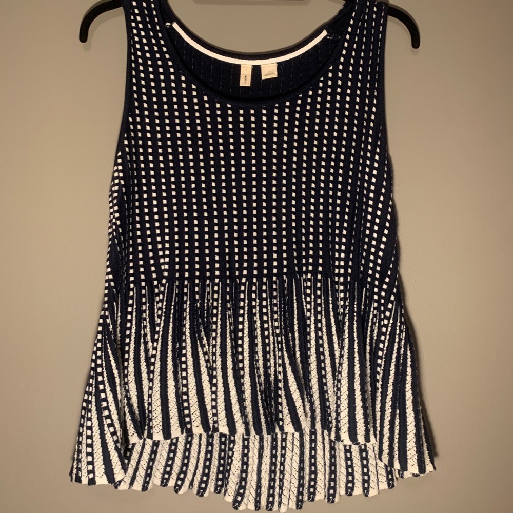 Anthropology Moth Navy and white Knitted Tank ✨